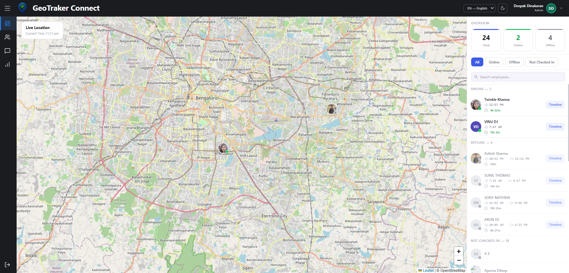 Illustration of worker locations on a map